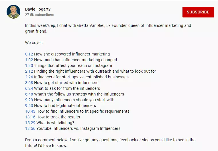 How to use time stamps in YouTube video description